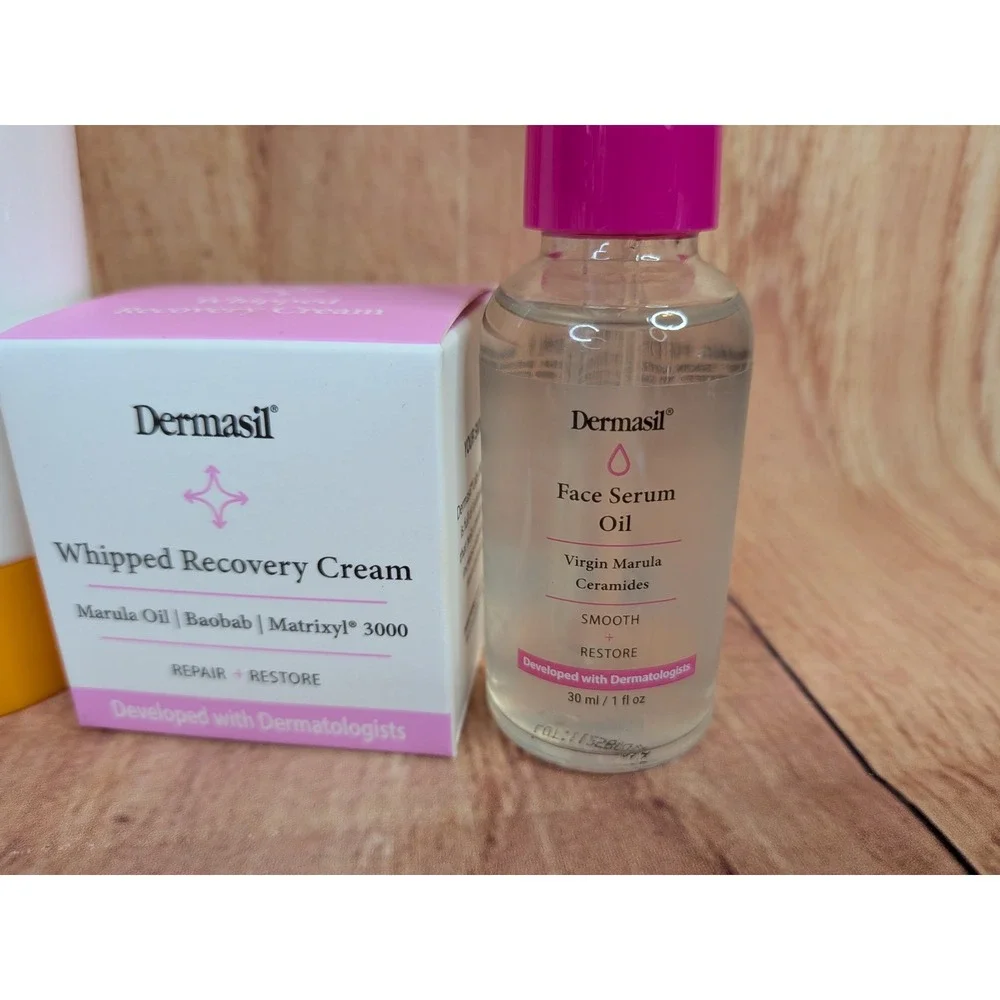 5PC Dermasil Skincare Lot - Melon Jelly Cleanser Hydra Serum Eye Roller Face Oil